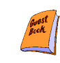 An animated gif of a guestbook flipping open and shut.