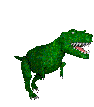 An animated gif of a green tyranosaurus rex running in an isometric perspective.