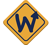 A transparent PNG of Wannado City's logo, a street sign with a stylized letter W.
